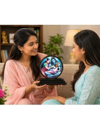 Car Dashboard Wooden Shiva Family Showpiece | 4 X 4.5 Inch Sublimation Printed Decorative Stand | 4 Mm MDF | Home Decor | Made in India (F33370)