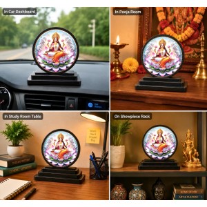 Car Dashboard Wooden Goddess Lakshmi Showpiece | 4 X 4.5 Inch Sublimation Printed Decorative Stand | 4 Mm MDF | Home Decor | Made in India (F33498) Car Dashboard Wooden Goddess Lakshmi Showpiece | 4 X 4.5 Inch Sublimation Printed Decorative Stand | 4 Mm MDF | Home Decor | Made in India (F33498)