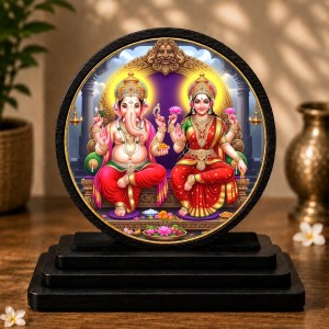 Car Dashboard Wooden Shri Lakshmi Ganesha Showpiece | 4 X 4.5 Inch Sublimation Printed Decorative Stand | 4 Mm MDF | Home Decor | Made in India (F33306) Car Dashboard Wooden Shri Lakshmi Ganesha Showpiece | 4 X 4.5 Inch Sublimation Printed Decorative Stand | 4 Mm MDF | Home Decor | Made in India (F33306)