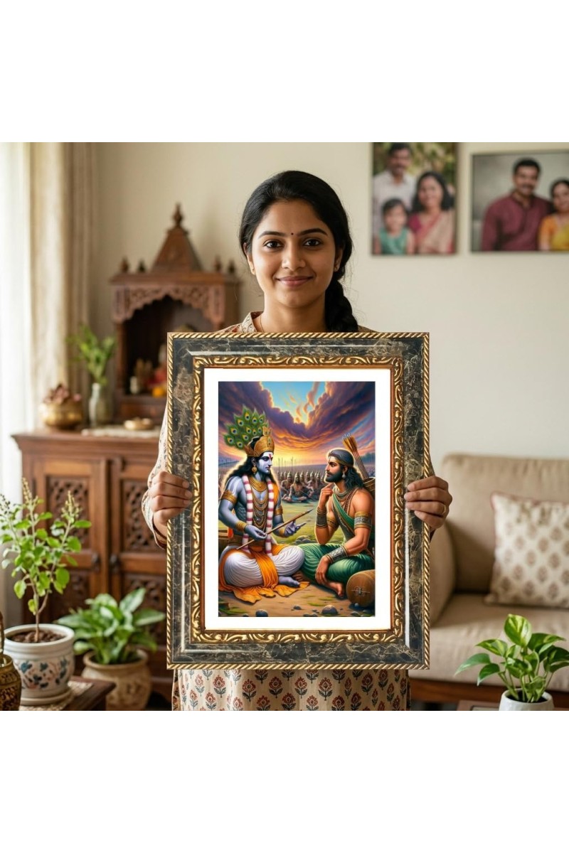 Shiva And Rama Decorative Photo Frame With White Mount | Premium Wall & Tabletop Picture Frame | Home, Office & Temple Decoration | 8x12 Inch (Pack Of 1) (F31424)