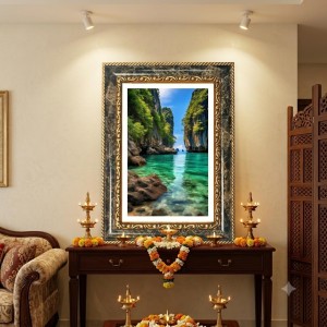 Tropical Landscape Decorative Photo Frame With White Mount | Premium Wall & Tabletop Picture Frame | Home, Office & Temple Decoration | 10x14 Inch (Pack Of 1) (F32683) Tropical Landscape Decorative Photo Frame With White Mount | Premium Wall & Tabletop Picture Frame | Home, Office & Temple Decoration | 10x14 Inch (Pack Of 1) (F32683)