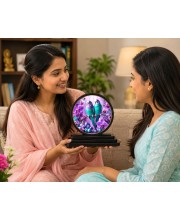 Car Dashboard Wooden Two Birds Showpiece | 4 X 4.5 Inch Sublimation Printed Decorative Stand | 4 Mm MDF | Home Decor | Made in India (F33512)