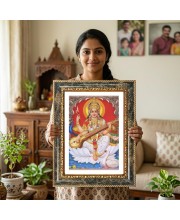 Saraswati Decorative Photo Frame With White Mount | Premium Wall & Tabletop Picture Frame | Home, Office & Temple Decoration | 10x14 Inch (Pack Of 1) (F32665)