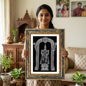 Trirupati Balajii Decorative Photo Frame With White Mount | Premium Wall & Tabletop Picture Frame | Home, Office & Temple Decoration | 8x12 Inch (Pack Of 1) (F31199) Trirupati Balajii Decorative Photo Frame With White Mount | Premium Wall & Tabletop Picture Frame | Home, Office & Temple Decoration | 8x12 Inch (Pack Of 1) (F31199)