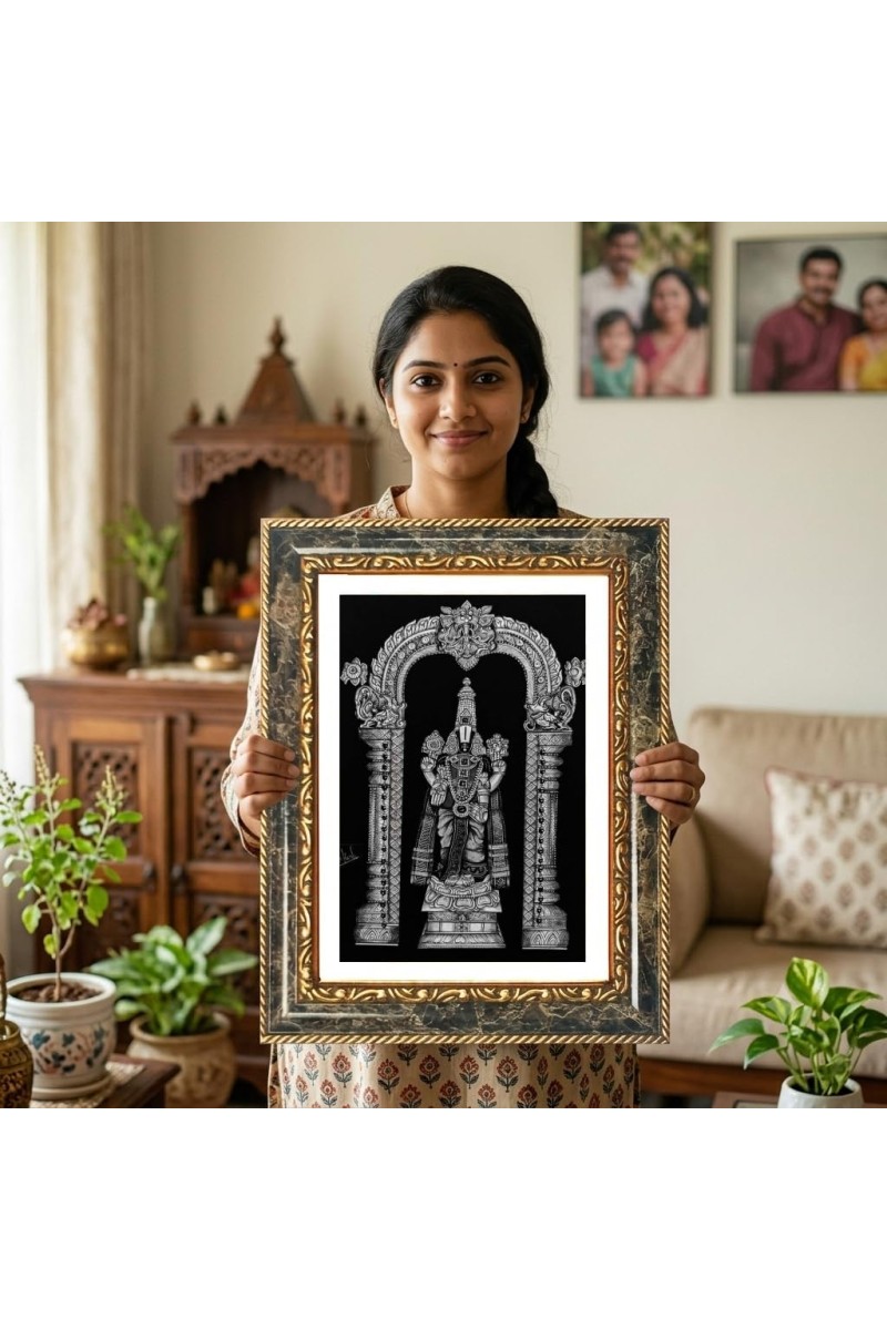 Trirupati Balajii Decorative Photo Frame With White Mount | Premium Wall & Tabletop Picture Frame | Home, Office & Temple Decoration | 8x12 Inch (Pack Of 1) (F31199)
