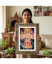 Panchamukhi Hanuman Decorative Photo Frame With White Mount | Premium Wall & Tabletop Picture Frame | Home, Office & Temple Decoration | 8x12 Inch (Pack Of 1) (F31619)