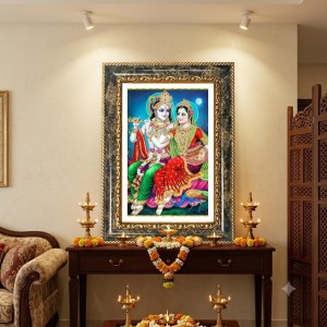 Radhaa Krishna Decorative Photo Frame With White Mount | Premium Wall & Tabletop Picture Frame | Home, Office & Temple Decoration | 10x14 Inch (Pack Of 1) (F33076)