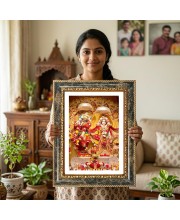 Radhaa Krishna Decorative Photo Frame With White Mount | Premium Wall & Tabletop Picture Frame | Home, Office & Temple Decoration | 8x12 Inch (Pack Of 1) (F32405)