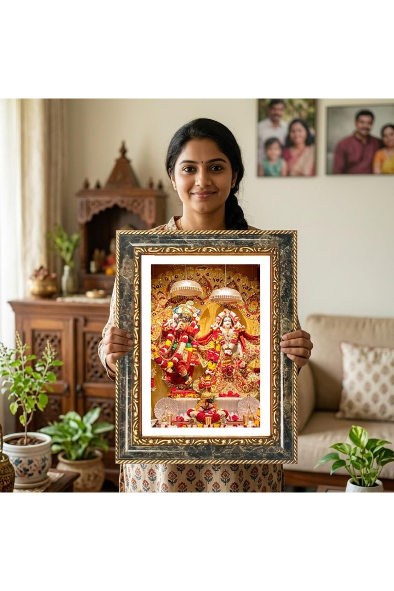 Radhaa Krishna Decorative Photo Frame With White Mount | Premium Wall & Tabletop Picture Frame | Home, Office & Temple Decoration | 8x12 Inch (Pack Of 1) (F32405)