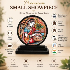 Car Dashboard Wooden Vibrant Indian Folk Art Showpiece | 4 X 4.5 Inch Sublimation Printed Decorative Stand | 4 Mm MDF | Home Decor | Made in India (F33407) Car Dashboard Wooden Vibrant Indian Folk Art Showpiece | 4 X 4.5 Inch Sublimation Printed Decorative Stand | 4 Mm MDF | Home Decor | Made in India (F33407)