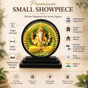 Car Dashboard Wooden Lord Ganeshaa Showpiece | 4 X 4.5 Inch Sublimation Printed Decorative Stand | 4 Mm MDF | Home Decor | Made in India (F33744) Car Dashboard Wooden Lord Ganeshaa Showpiece | 4 X 4.5 Inch Sublimation Printed Decorative Stand | 4 Mm MDF | Home Decor | Made in India (F33744)