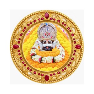 Khatu Shyam Ji Fridge Magnet Wooden | Glossy Sublimation Print | 4x4 Inch | Strong Magnet Back | Decorative Magnet for Fridge, Almirah & Temple Decor (F23752)