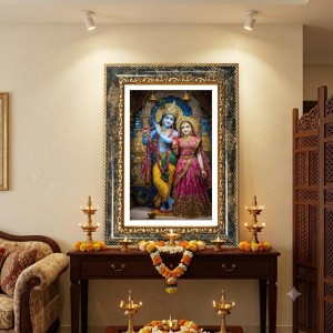 Radhaa Krishna Decorative Photo Frame With White Mount | Premium Wall & Tabletop Picture Frame | Home, Office & Temple Decoration | 10x14 Inch (Pack Of 1) (F33026)