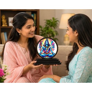 Car Dashboard Wooden Lord Shiva Showpiece | 4 X 4.5 Inch Sublimation Printed Decorative Stand | 4 Mm MDF | Home Decor | Made in India (F33377)
