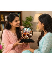 Car Dashboard Wooden Radhaa Krishna Showpiece | 4 X 4.5 Inch Sublimation Printed Decorative Stand | 4 Mm MDF | Home Decor | Made in India (F33300)