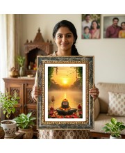 Shiva Lingam Decorative Photo Frame With White Mount | Premium Wall & Tabletop Picture Frame | Home, Office & Temple Decoration | 12x16 Inch (Pack Of 1) (F33240)