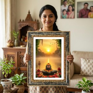 Shiva Lingam Decorative Photo Frame With White Mount | Premium Wall & Tabletop Picture Frame | Home, Office & Temple Decoration | 12x16 Inch (Pack Of 1) (F33240) Shiva Lingam Decorative Photo Frame With White Mount | Premium Wall & Tabletop Picture Frame | Home, Office & Temple Decoration | 12x16 Inch (Pack Of 1) (F33240)