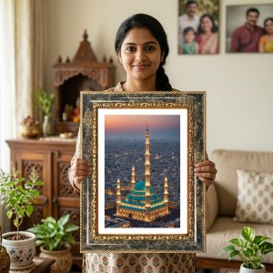 Masjid An-Nabawi In Madina Decorative Photo Frame With White Mount | Premium Wall & Tabletop Picture Frame | Home, Office & Temple Decoration | 10x14 Inch (Pack Of 1) (F32667) Masjid An-Nabawi In Madina Decorative Photo Frame With White Mount | Premium Wall & Tabletop Picture Frame | Home, Office & Temple Decoration | 10x14 Inch (Pack Of 1) (F32667)