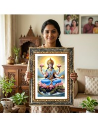 Lakshmi Decorative Photo Frame With White Mount | Premium Wall & Tabletop Picture Frame | Home, Office & Temple Decoration | 8x12 Inch (Pack Of 1) (F32539)