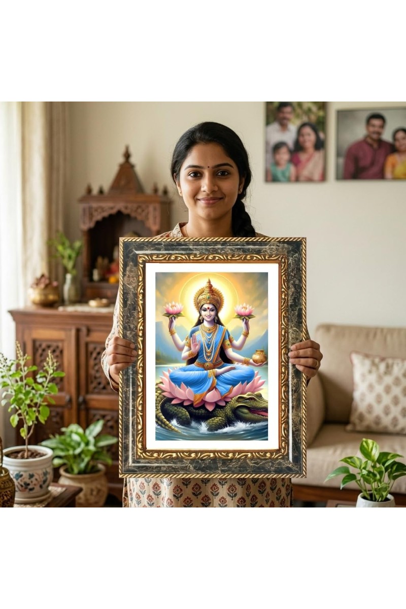 Lakshmi Decorative Photo Frame With White Mount | Premium Wall & Tabletop Picture Frame | Home, Office & Temple Decoration | 8x12 Inch (Pack Of 1) (F32539)