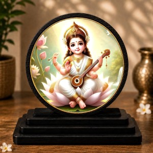 Car Dashboard Wooden Goddess Saraswati Showpiece | 4 X 4.5 Inch Sublimation Printed Decorative Stand | 4 Mm MDF | Home Decor | Made in India (F33713) Car Dashboard Wooden Goddess Saraswati Showpiece | 4 X 4.5 Inch Sublimation Printed Decorative Stand | 4 Mm MDF | Home Decor | Made in India (F33713)