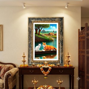 Two Cats Decorative Photo Frame With White Mount | Premium Wall & Tabletop Picture Frame | Home, Office & Temple Decoration | 8x12 Inch (Pack Of 1) (F32643) Two Cats Decorative Photo Frame With White Mount | Premium Wall & Tabletop Picture Frame | Home, Office & Temple Decoration | 8x12 Inch (Pack Of 1) (F32643)