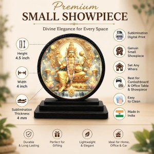 Car Dashboard Wooden Lord Kuber Showpiece | 4 X 4.5 Inch Sublimation Printed Decorative Stand | 4 Mm MDF | Home Decor | Made in India (F33427)