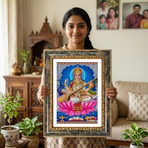 Saraswati Decorative Photo Frame With White Mount | Premium Wall & Tabletop Picture Frame | Home, Office & Temple Decoration | 10x14 Inch (Pack Of 1) (F31608) Saraswati Decorative Photo Frame With White Mount | Premium Wall & Tabletop Picture Frame | Home, Office & Temple Decoration | 10x14 Inch (Pack Of 1) (F31608)