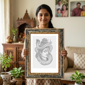 Medusa Decorative Photo Frame With White Mount | Premium Wall & Tabletop Picture Frame | Home, Office & Temple Decoration | 8x12 Inch (Pack Of 1) (F33200)