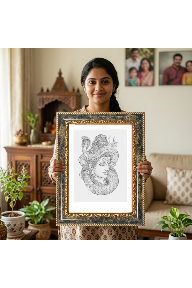 Medusa Decorative Photo Frame With White Mount | Premium Wall & Tabletop Picture Frame | Home, Office & Temple Decoration | 8x12 Inch (Pack Of 1) (F33200)