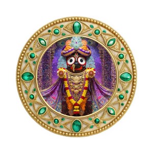 Lord Jagannath Fridge Magnet Wooden | Glossy Sublimation Print | 4x4 Inch | Strong Magnet Back | Decorative Magnet for Fridge, Almirah & Temple Decor (F23739)