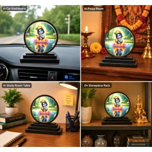 Car Dashboard Wooden Lord Krishna Showpiece | 4 X 4.5 Inch Sublimation Printed Decorative Stand | 4 Mm MDF | Home Decor | Made in India (F33658) Car Dashboard Wooden Lord Krishna Showpiece | 4 X 4.5 Inch Sublimation Printed Decorative Stand | 4 Mm MDF | Home Decor | Made in India (F33658)