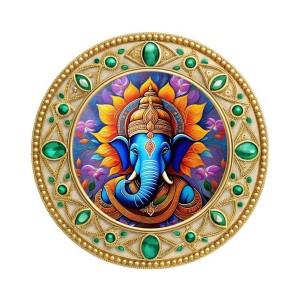 Lord Ganeshaa Fridge Magnet Wooden | Glossy Sublimation Print | 4x4 Inch | Strong Magnet Back | Decorative Magnet for Fridge, Almirah & Temple Decor (F23744)