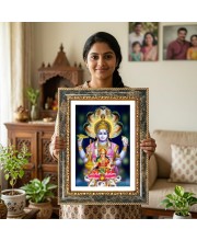 Vishnu Lakshmi Decorative Photo Frame With White Mount | Premium Wall & Tabletop Picture Frame | Home, Office & Temple Decoration | 10x14 Inch (Pack Of 1) (F33103)