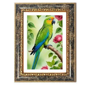 Parrot Decorative Photo Frame With White Mount | Premium Wall & Tabletop Picture Frame | Home, Office & Temple Decoration | 10x14 Inch (Pack Of 1) (F31254)