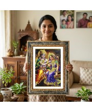 Radhaa Krishna Decorative Photo Frame With White Mount | Premium Wall & Tabletop Picture Frame | Home, Office & Temple Decoration | 8x12 Inch (Pack Of 1) (F31429)