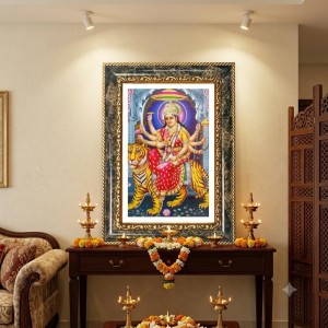 Goddess Durga Decorative Photo Frame With White Mount | Premium Wall & Tabletop Picture Frame | Home, Office & Temple Decoration | 10x14 Inch (Pack Of 1) (F33015) Goddess Durga Decorative Photo Frame With White Mount | Premium Wall & Tabletop Picture Frame | Home, Office & Temple Decoration | 10x14 Inch (Pack Of 1) (F33015)