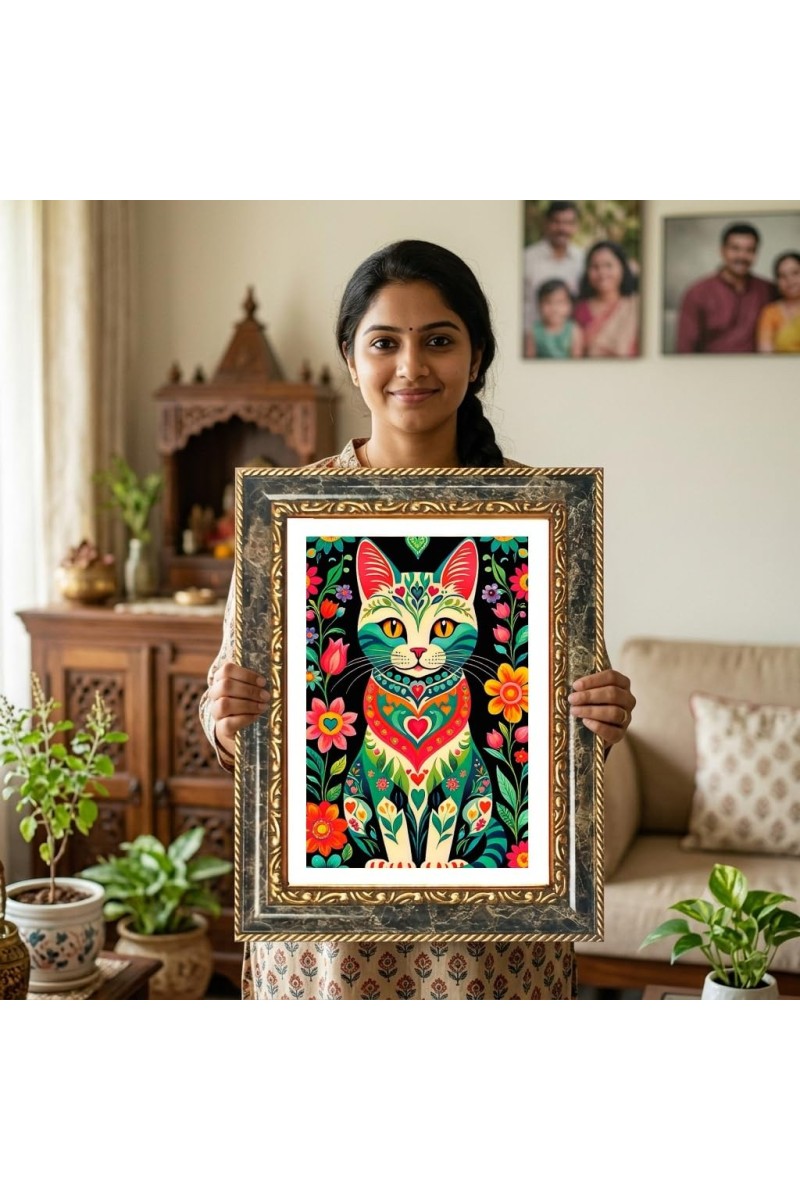 Modern Contemporary Painting Decorative Photo Frame With White Mount | Premium Wall & Tabletop Picture Frame | Home, Office & Temple Decoration | 12x16 Inch (Pack Of 1) (F32581)
