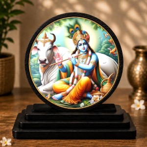 Car Dashboard Wooden Lord Krishna Showpiece | 4 X 4.5 Inch Sublimation Printed Decorative Stand | 4 Mm MDF | Home Decor | Made in India (F33304) Car Dashboard Wooden Lord Krishna Showpiece | 4 X 4.5 Inch Sublimation Printed Decorative Stand | 4 Mm MDF | Home Decor | Made in India (F33304)