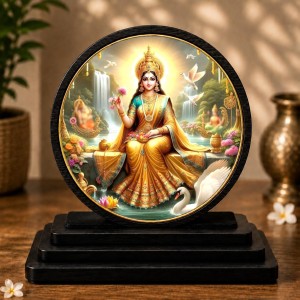 Car Dashboard Wooden Goddess Lakshmi Showpiece | 4 X 4.5 Inch Sublimation Printed Decorative Stand | 4 Mm MDF | Home Decor | Made in India (F33745) Car Dashboard Wooden Goddess Lakshmi Showpiece | 4 X 4.5 Inch Sublimation Printed Decorative Stand | 4 Mm MDF | Home Decor | Made in India (F33745)