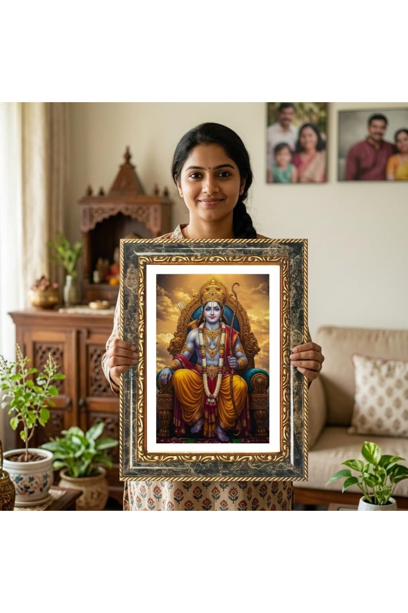 Rama Decorative Photo Frame With White Mount | Premium Wall & Tabletop Picture Frame | Home, Office & Temple Decoration | 8x12 Inch (Pack Of 1) (F32402)