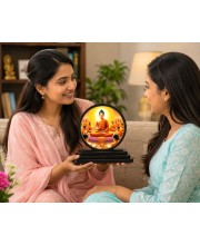 Car Dashboard Wooden Gautam Buddha Showpiece | 4 X 4.5 Inch Sublimation Printed Decorative Stand | 4 Mm MDF | Home Decor | Made in India (F33255)