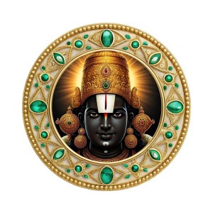 Lord Venkateswara Fridge Magnet Wooden | Glossy Sublimation Print | 4x4 Inch | Strong Magnet Back | Decorative Magnet for Fridge, Almirah & Temple Decor (F23745)