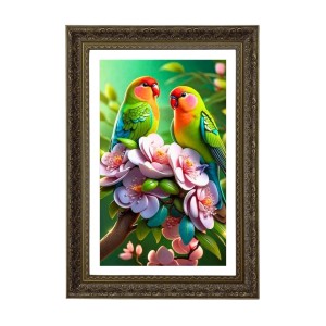 Rosy-faced Peach-faced Lovebirds. Big Photo Frame - 20x28 Inches For Home,Temple & Office Decoration (F10684) Rosy-faced Peach-faced Lovebirds. Big Photo Frame - 20x28 Inches For Home,Temple & Office Decoration (F10684)