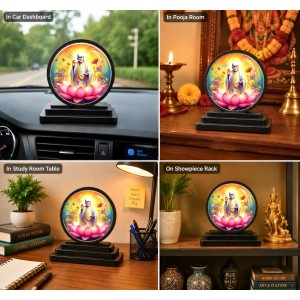 Car Dashboard Wooden Sai Baba Showpiece | 4 X 4.5 Inch Sublimation Printed Decorative Stand | 4 Mm MDF | Home Decor | Made in India (F33434)