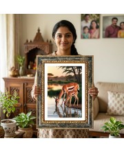 Shiva Parvati Decorative Photo Frame With White Mount | Premium Wall & Tabletop Picture Frame | Home, Office & Temple Decoration | 12x16 Inch (Pack Of 1) (F33087)