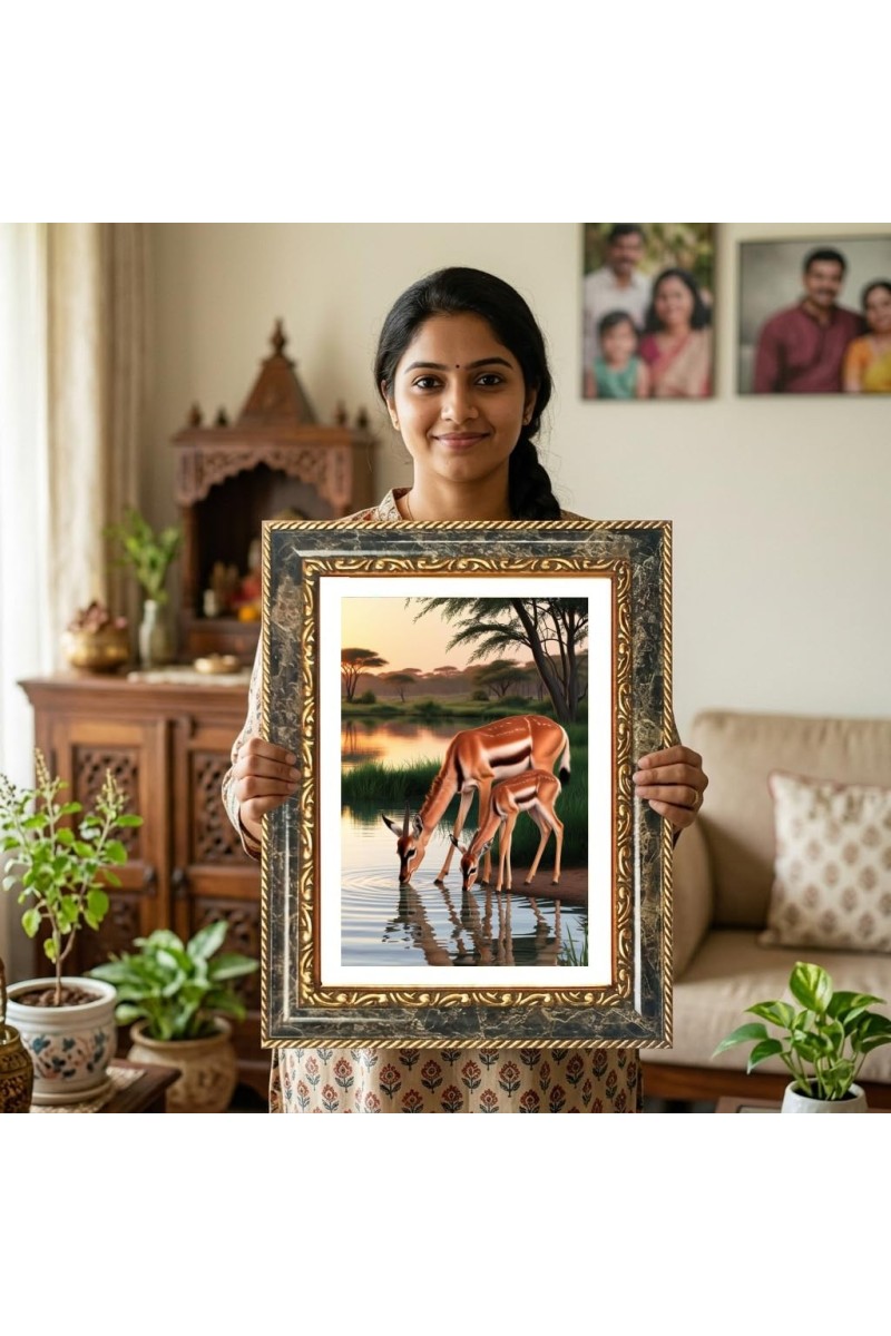 Shiva Parvati Decorative Photo Frame With White Mount | Premium Wall & Tabletop Picture Frame | Home, Office & Temple Decoration | 12x16 Inch (Pack Of 1) (F33087)
