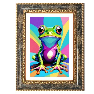 Vibrant, Stylized Frog Decorative Photo Frame With White Mount | Premium Wall & Tabletop Picture Frame | Home, Office & Temple Decoration | 8x12 Inch (Pack Of 1) (F31428) Vibrant, Stylized Frog Decorative Photo Frame With White Mount | Premium Wall & Tabletop Picture Frame | Home, Office & Temple Decoration | 8x12 Inch (Pack Of 1) (F31428)