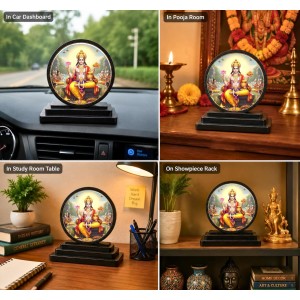 Car Dashboard Wooden Lord Vishnu Showpiece | 4 X 4.5 Inch Sublimation Printed Decorative Stand | 4 Mm MDF | Home Decor | Made in India (F33285)