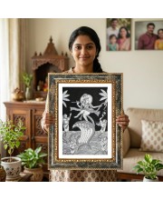 Radhaa Krishna Decorative Photo Frame With White Mount | Premium Wall & Tabletop Picture Frame | Home, Office & Temple Decoration | 12x16 Inch (Pack Of 1) (F31340)